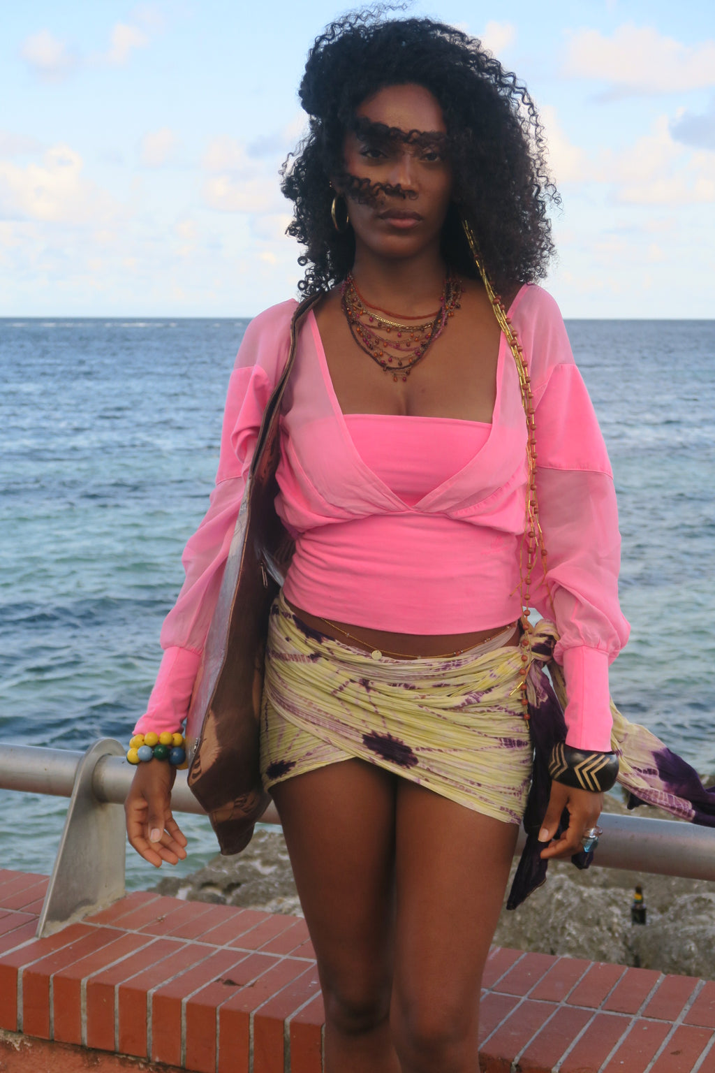 set 2 pieces - rose fluo